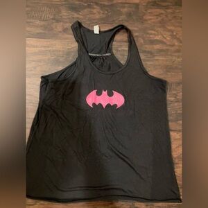Bella Canvas Black Tank Top with Pink Batman Logo